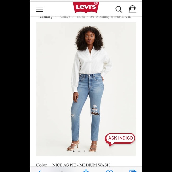 SALE NWT Levi’s original 501 skinny stretch jeans sz 29 - Picture 1 of 8